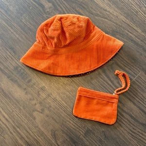 Orange Corduroy Bucket Hat